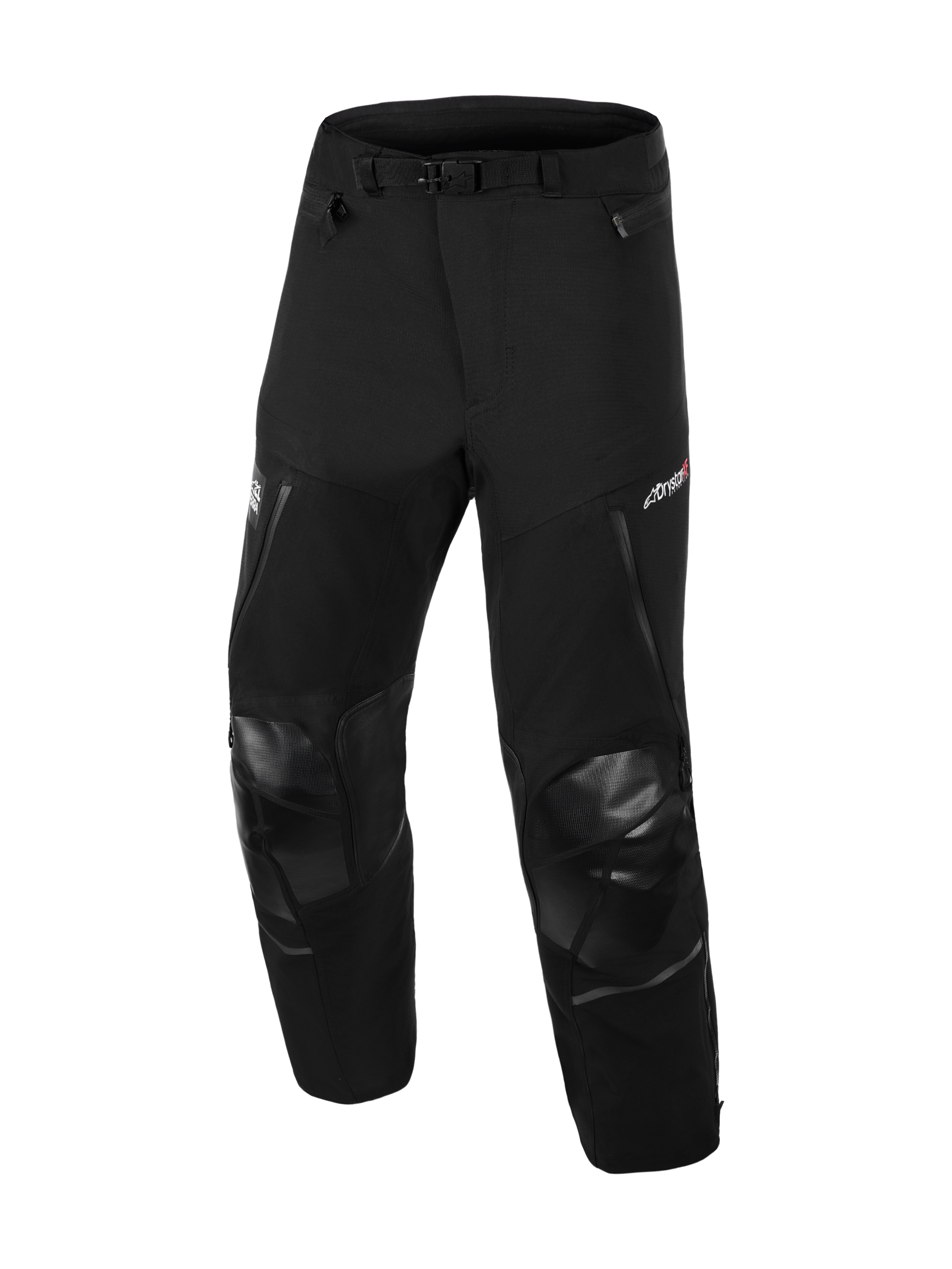 Alpinestars Andes Pro Drystar® XF byxor - Short, MC-byxor för adventure touring, svarta och mörkgrå, robust textilkonstruktion, förstärkta knäpaneler med texturerad finish, justerbart midjebälte med spänne, ventilationsöppningar med dragkedja, Drystar® XF-logotyp, slitstark MC-utrustning för alla väder