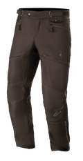 Alpinestars AST-1 V2 Waterproof Pants, svarta, touringbyxor för motorcykel, slitstarkt textilmaterial, handfickor med dragkedja, justerbart midjebälte, förböjd knädesign med diskret stjärnlogotyp, smidig allvädersutrustning