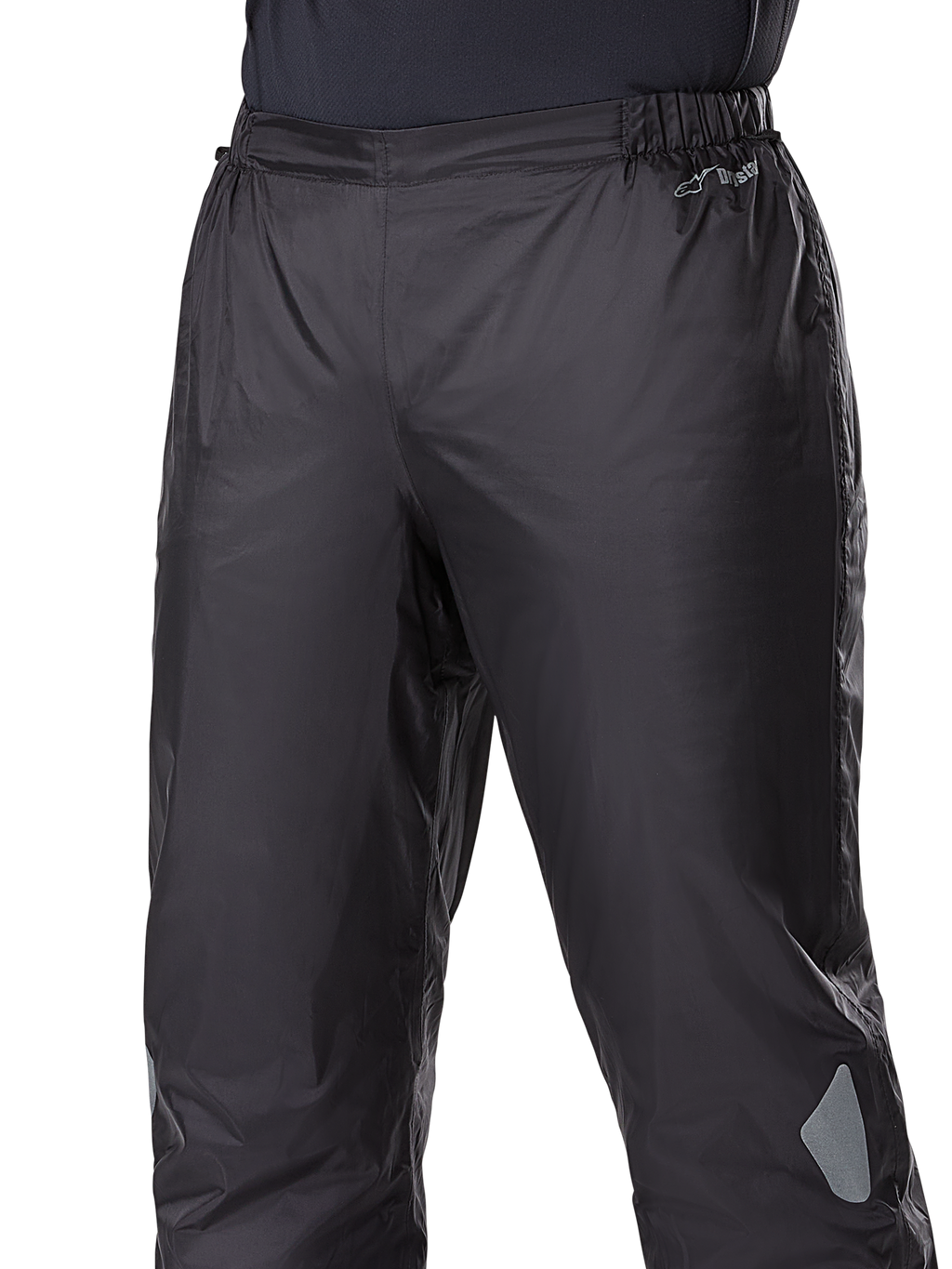 Alpinestars Bogotá Pro Drystar® 3 Seasons Pants, waterproof Drystar® liner, Black, lightweight textile construction with elastic waistband, featuring Drystar branding and reflective details for adventure touring.