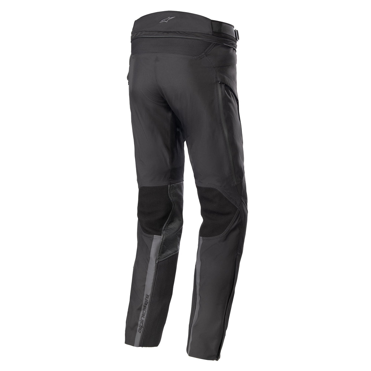 Alpinestars AMT-10 Drystar® XF byxor, svarta vattentäta touringbyxor för herr, textil med RIDEKNIT®-nätpaneler, vy bakifrån