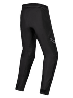 Alpinestars Stella ST-1 Waterproof Pants, Women's Motorcycle Pants, Black, rear three-quarter view showing pre-curved legs, textile construction with waist connection zipper and ankle adjusters, adventure touring gear