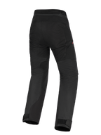 Alpinestars Stella Andes V4 Drystar® byxor för dam, svarta adventure-touring motorcykelbyxor, baksida som visar förstärkt säte och paneler på innerbenen, design med hög midja och justerbara benslut.