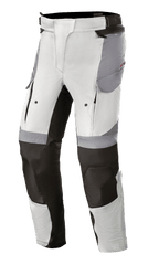 Alpinestars Stella Andes V3 Drystar® Pants, Women's Motorcycle Adventure Touring Pants, Ice Gray and Dark Gray, featuring front zippered vents, cargo pockets, and reinforced knees, designed for all-weather touring