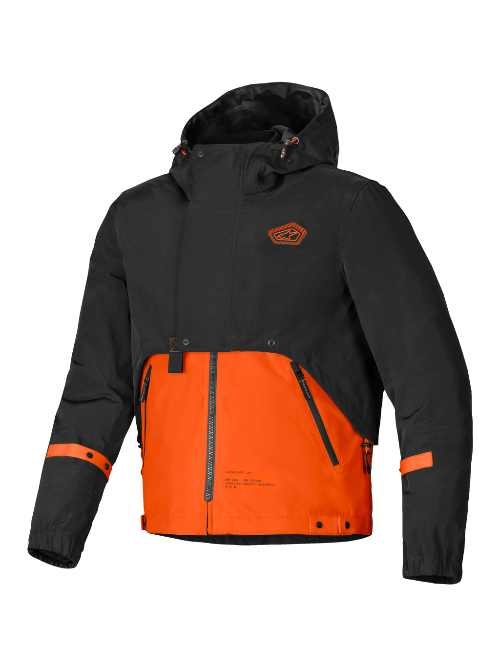 Alpinestars Mootant Vattentät Parka, svart och orange urban motorcykeljacka med huva, modulär design för alla säsonger, vattentät konstruktion