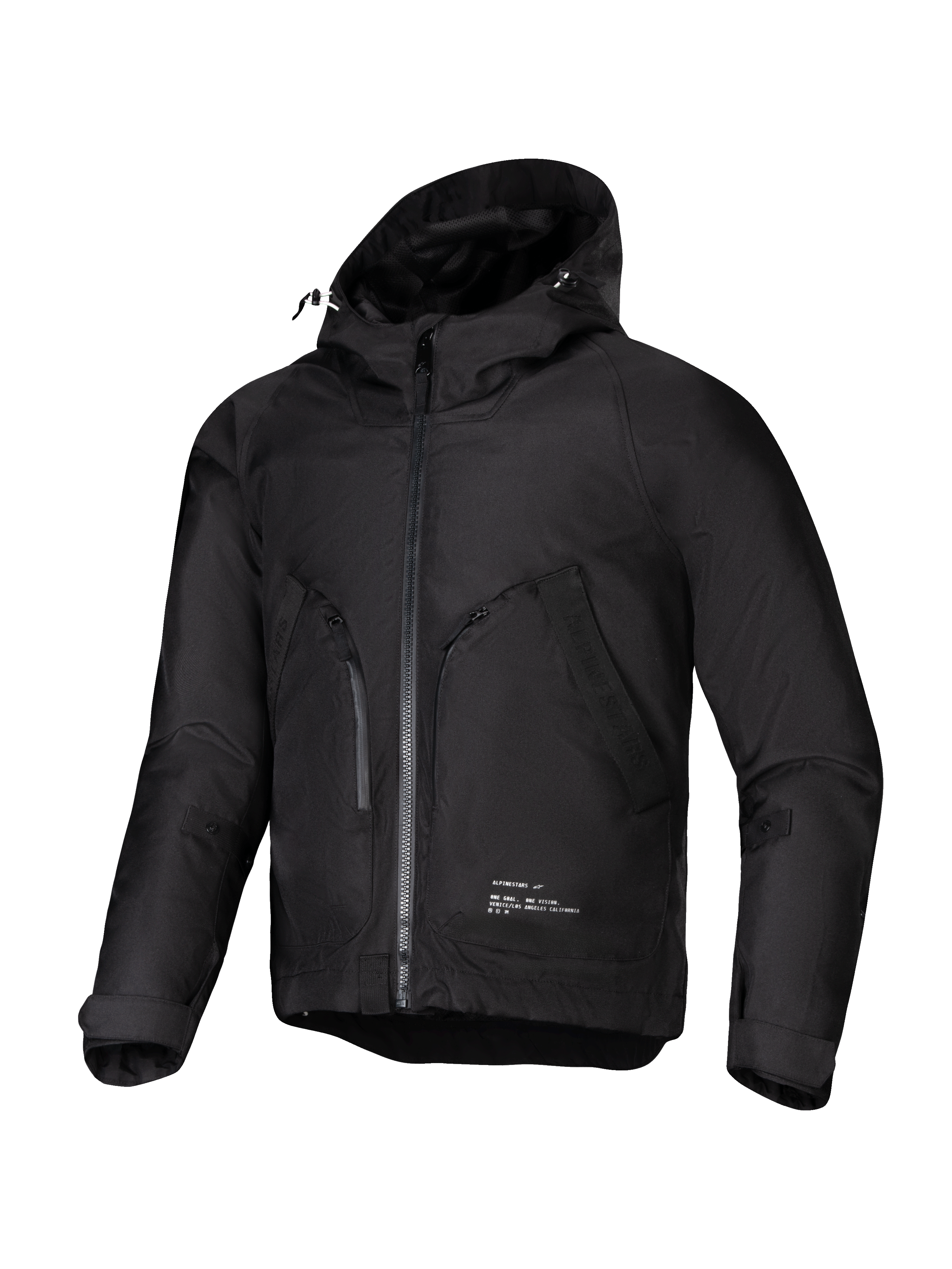 Alpinestars Morush vattentät parka, svart urban motorcykeljacka för herr, vattentät textil, Tech-Air Ready, CE-certifierad.