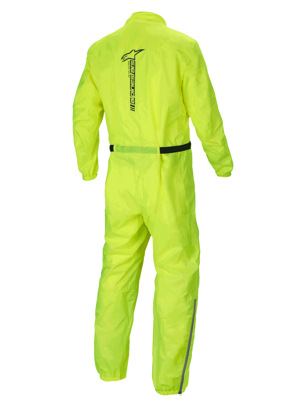 Alpinestars Hurricane Rain V2 regnställ, gult vattentätt MC-ställ, baksida med reflekterande Alpinestars-logotyp och lätt textilkonstruktion