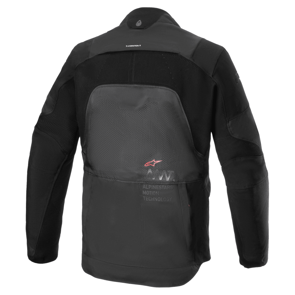 Alpinestars AMT-7 Air Jacket, Motorcycle Jacket, Black Dark Shadow, Rear view showing MATRYX ventilation panels on the back, CORDURA Ripstop on the shoulders and arms, and Alpinestars Motion Technology branding.