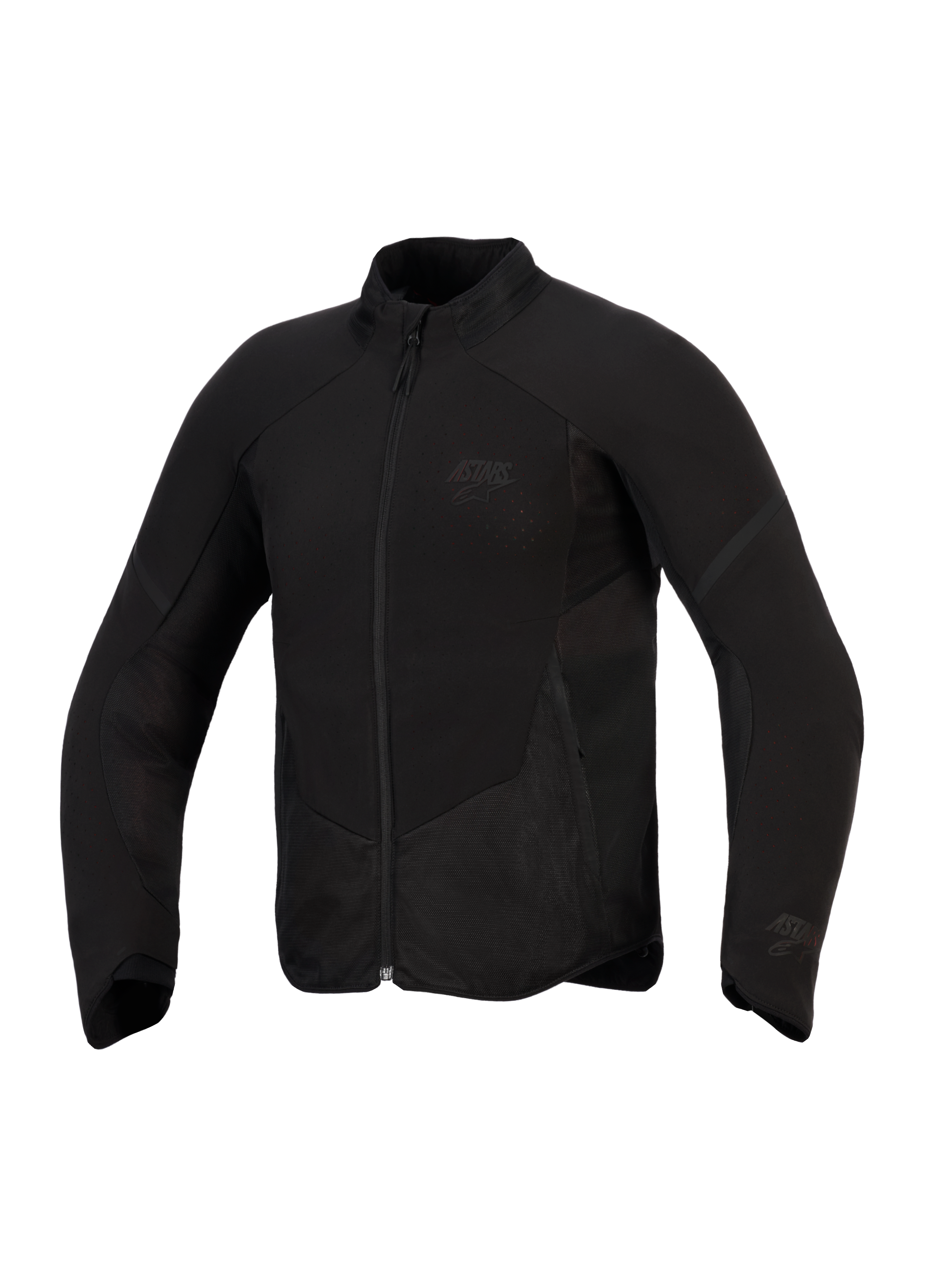 Alpinestars Aeroshell Airflow Jacket, Motorcycle Jacket, Black Anthracite, lightweight stretch softshell with laser-perforated ventilation zones, mesh panels, and subtle chest branding, sport-cut design for warm-weather riding