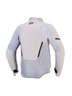 Alpinestars Aeroshell Airflow-jacka, motorcykeljacka, Mid Gray Anthracite, baksida med ventilationspaneler i mesh och laserperforeringar, lättviktig stretchtextil med sportskuren design för prestanda i varmt väder