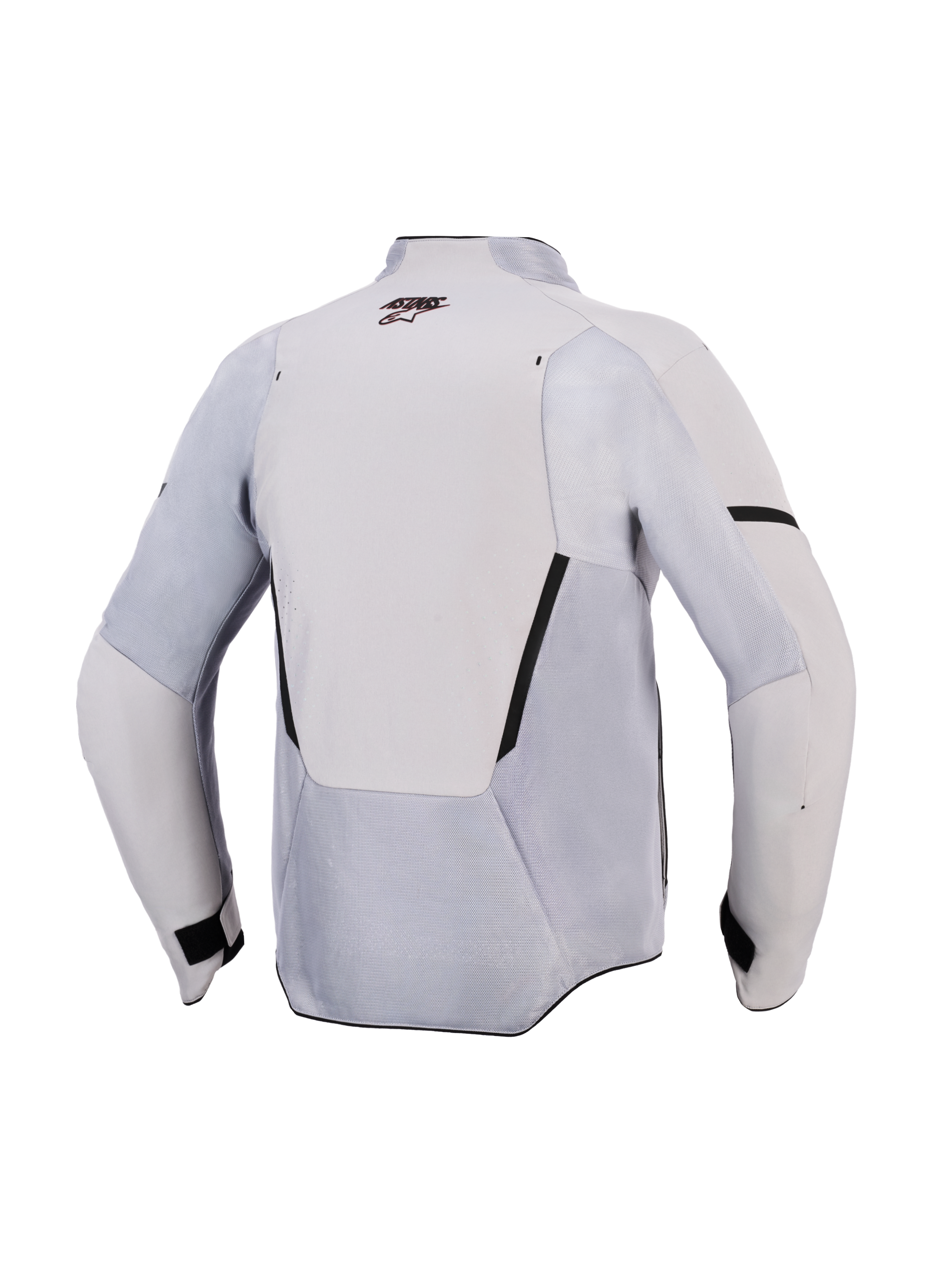 Alpinestars Aeroshell Airflow-jacka, motorcykeljacka, Mid Gray Anthracite, baksida med ventilationspaneler i mesh och laserperforeringar, lättviktig stretchtextil med sportskuren design för prestanda i varmt väder