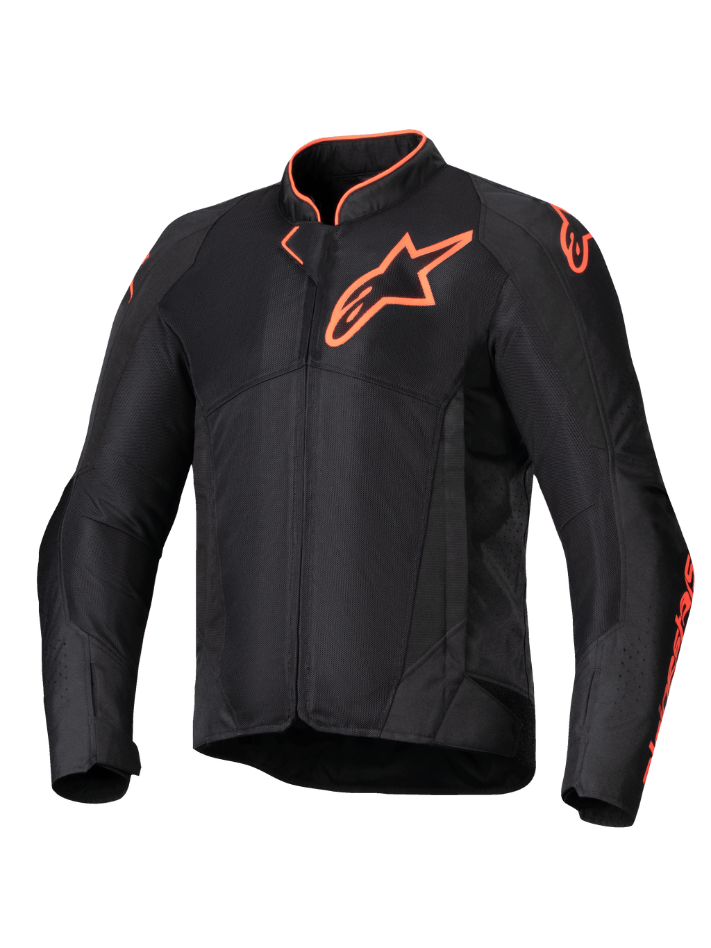 Alpinestars Viper Air V4 jacka, ventilerad MC-jacka för herrar, svart och röd fluo, meshpaneler och CE-skydd.