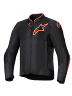 Alpinestars Viper Air V4 jacka, ventilerad MC-jacka för herrar, svart och röd fluo, meshpaneler och CE-skydd.