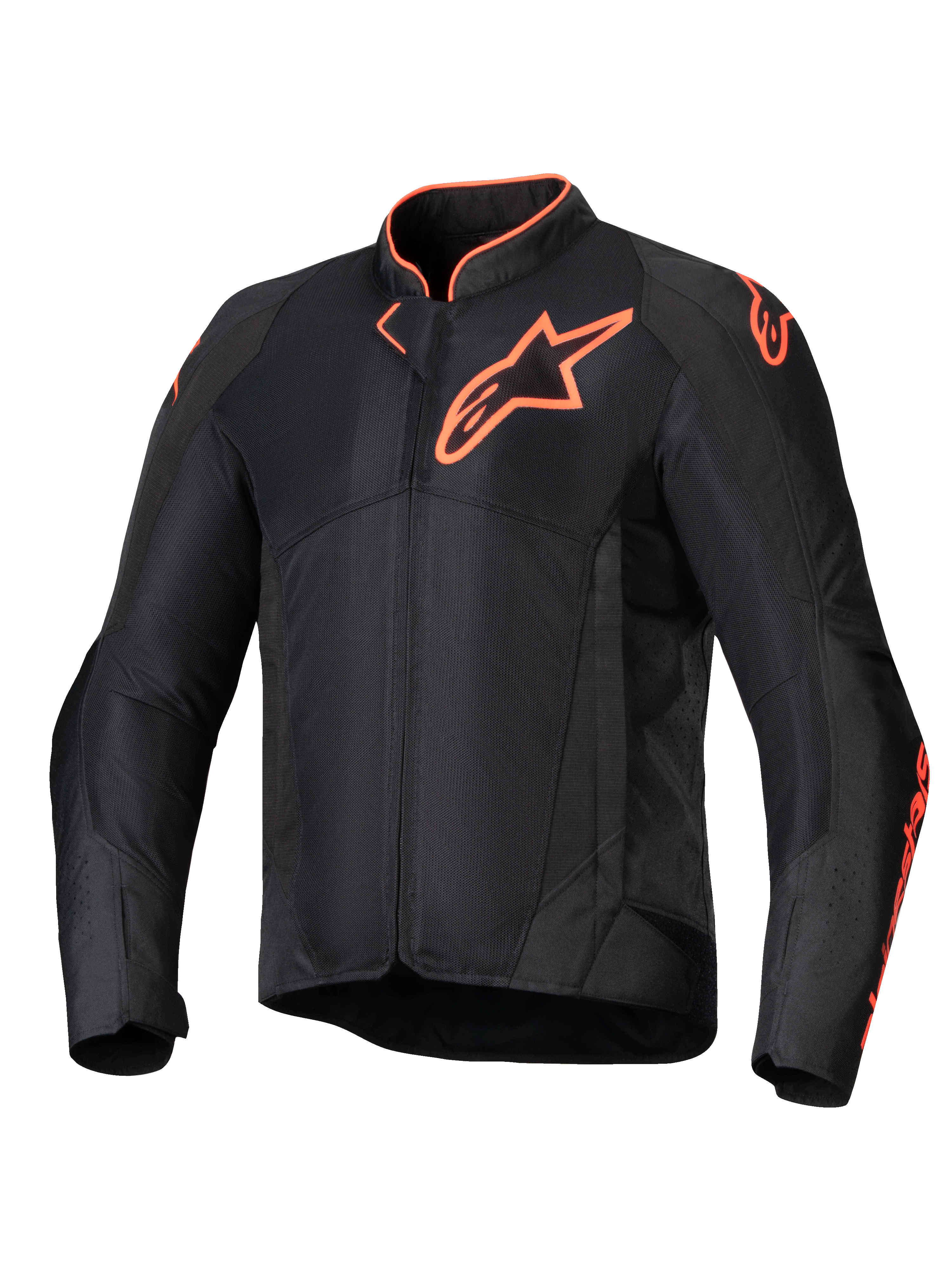 Alpinestars Viper Air V4 jacka, ventilerad MC-jacka för herrar, svart och röd fluo, meshpaneler och CE-skydd.