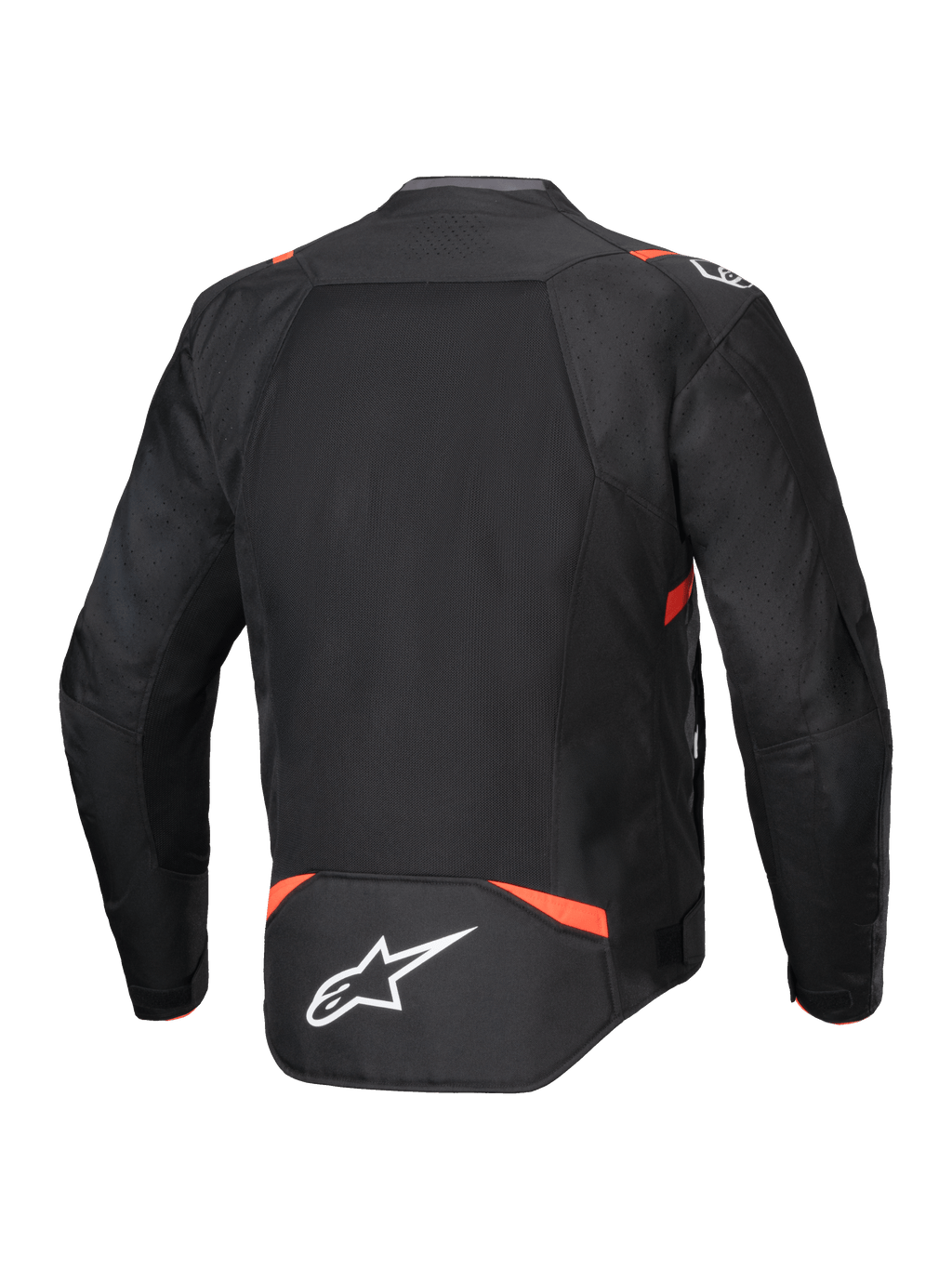 Alpinestars T-SPS Air V2 jacka, motorcykeljacka i textil, herr, svart och röd fluo, med ventilerade meshpaneler på ryggen.