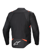 Alpinestars T-SPS Air V2 jacka, motorcykeljacka i textil, herr, svart och röd fluo, med ventilerade meshpaneler på ryggen.