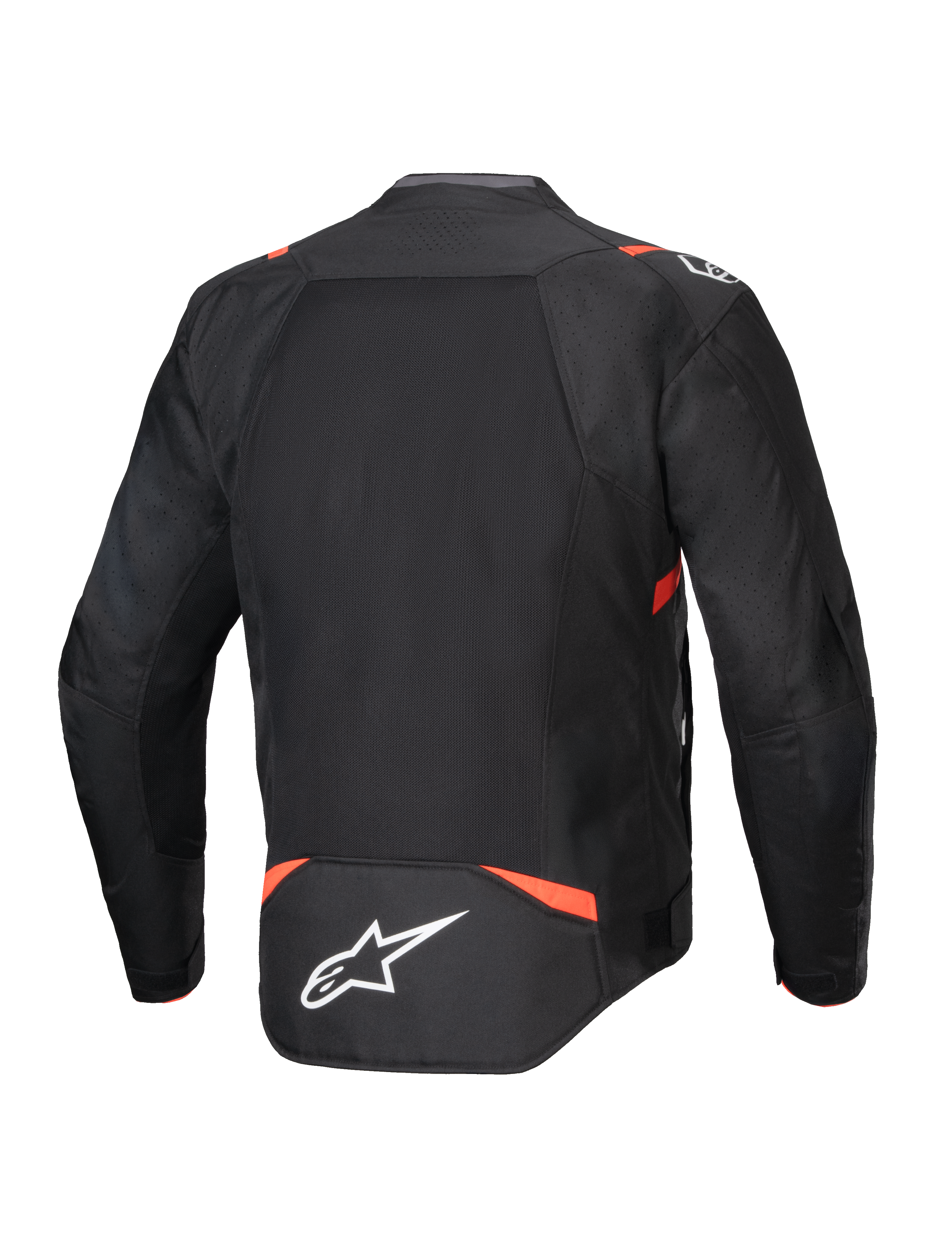 Alpinestars T-SPS Air V2 jacka, motorcykeljacka i textil, herr, svart och röd fluo, med ventilerade meshpaneler på ryggen.