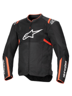 Alpinestars T-SPS Air V2 jacka, motorcykeljacka för herrar, svart och fluorescerande röd, meshpaneler för maximalt luftflöde, Tech-Air®-redo, slitstark textil med Nucleon Flex Plus-skydd.