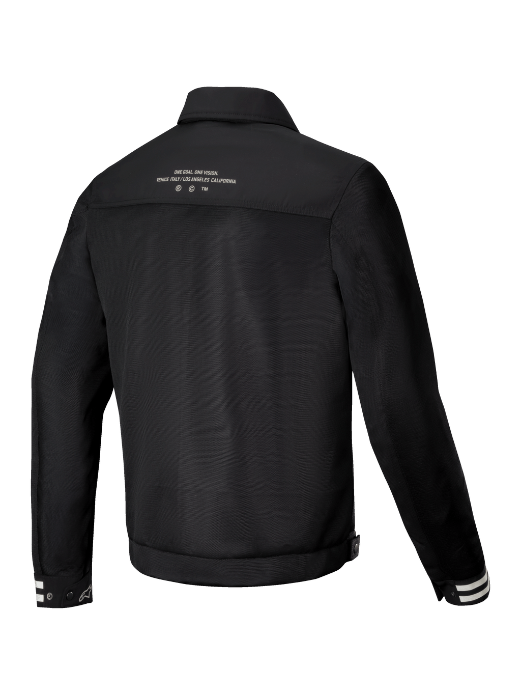 Alpinestars Ignite Air Jacka, urban MC-jacka för herrar, svart, bakifrån som visar andningsbar meshkonstruktion och klubbinspirerad grafik