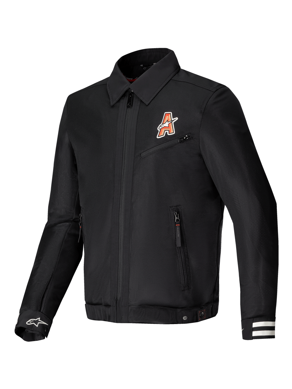 Alpinestars Ignite Air Jacka, svart urban motorcykeljacka i mesh med klubbinspirerad grafik och traditionell skjortkrage