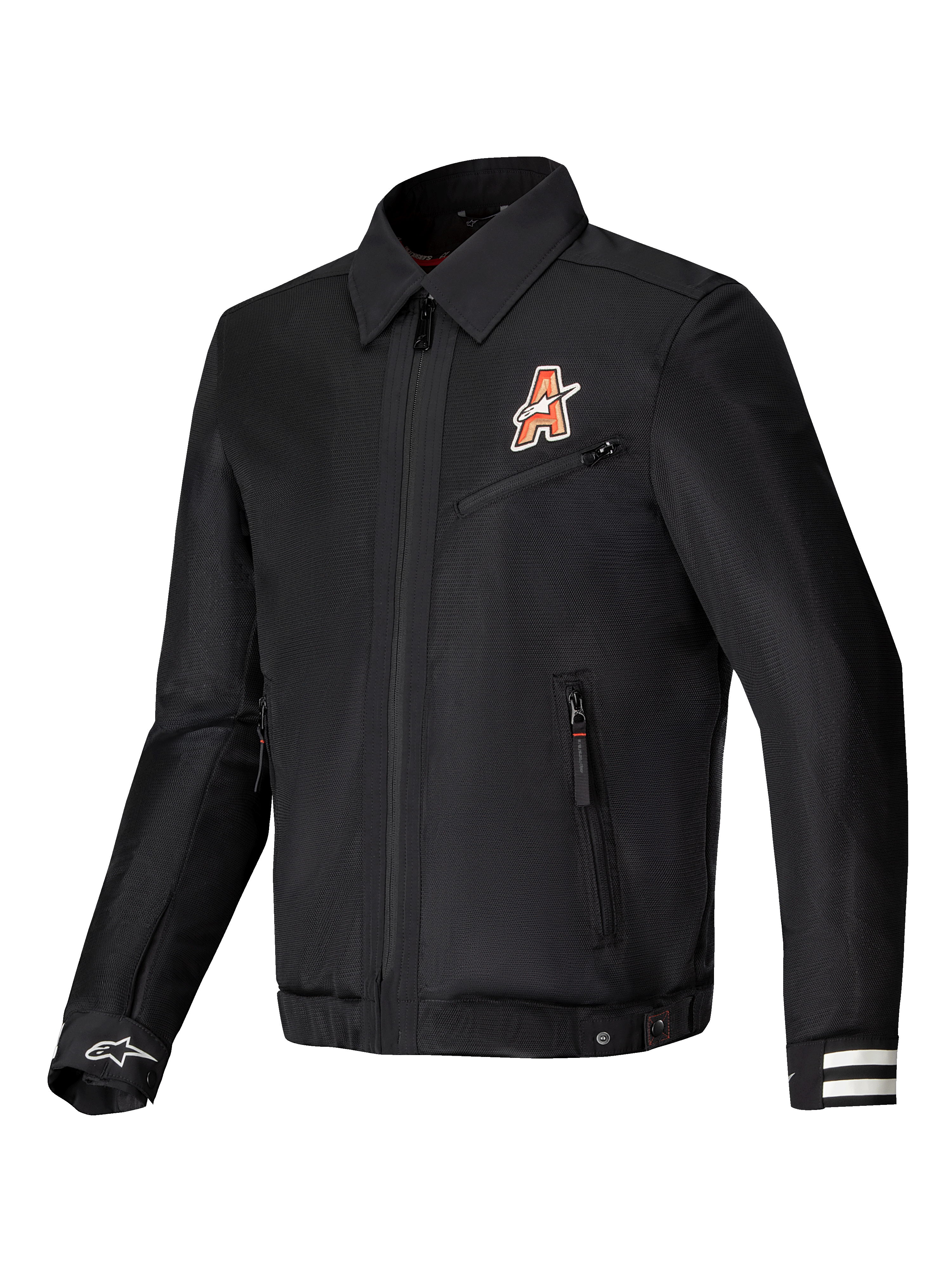 Alpinestars Ignite Air Jacka, svart urban motorcykeljacka i mesh med klubbinspirerad grafik och traditionell skjortkrage
