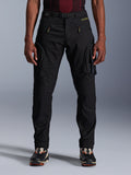 Alpinestars Acteon Pants, Black Urban Motorcycle Pants, tapered regular fit featuring side cargo pockets with reverse coil zippers, integrated waist belt and yellow branding, protective textile riding gear