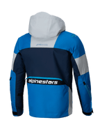 Alpinestars Mogress Air jacka, urban motorcykeljacka, blå och mörkblå, ventilerad textil med huva, CE-certifierad