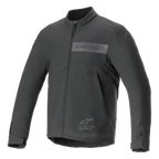 Alpinestars Aeron Jacket, Motorcycle Jacket, Black, minimalist summer riding design, featuring a high collar, full-length front zipper, tonal Alpinestars branding on the chest, and adjustable cuffs
