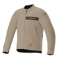 Alpinestars Aeron-jacka, urban motorcykeljacka, beige och svart, minimalistisk textilkonstruktion med logotyp på bröstrand, dragkedja framtill och justerbara manschetter