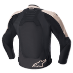 Alpinestars SMX Air-jacka, sportjacka för motorcykel, ljusbrun och svart, baksida med ventilerade paneler i teknisk mesh, Tech-Air Ready-märkning på övre ryggen och Alpinestars-logotyp i nederkanten.
