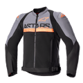 Alpinestars SMX Air Jacket, sportmotorcykeljacka, mörkgrå och svart med detaljer i neonorange, med perforerade tech-meshpaneler och tydlig ASTARS-logotyp på bröstet, långa ärmar, dragkedja fram och justerbara midjeremmar, teknisk ventilerad körutrustning.