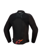 Alpinestars SMX Air Jacket, motorcykeljacka, svart med klarröda detaljer, ryggvy som visar tekniska meshpaneler för luftflöde, stor röd Alpinestars-logotyp på nedre delen av ryggen, Tech-Air Ready-logotyp på kragen, sportig design för högpresterande körning