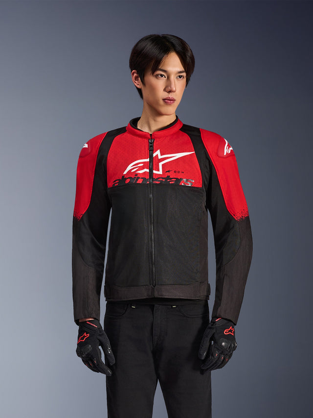 Alpinestars SMX Air Jacket, Motorcycle Mesh Jacket, Black and Red, White Logo, Ventilated Performance Gear with Red Accents on Shoulders and Sleeves
