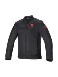 Alpinestars Honda Luc V2 Air jacka, urban MC-jacka i bomberstil för herr, svart och röd, ventilerad mesh med Honda-logotyp
