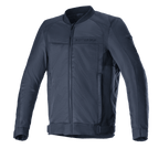 Alpinestars Luc V2 Air Jacket, Motorcycle Urban Riding Jacket, Navy Black, Bomber-style design with front zipper, extensive mesh panels for airflow, adjustable waist straps, and subtle branding on chest