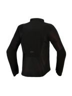 Alpinestars Stella Aeroshell Airflow-jacka, motorcykeljacka för dam, Black Anthracite, ryggvy som visar omfattande ventilationspaneler i mesh, laserperforerat softshell-chassi och ASTARS-logotyp på nedre delen av ryggen