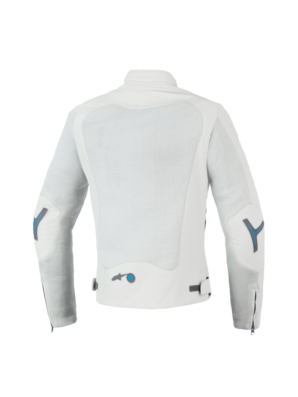 Alpinestars Stella Circal-1 Air jacka, dam MC-jacka för urban körning, grå med blå detaljer, CE-certifierad med återvunna meshpaneler, bakifrån vy som visar ryggventilation och vadderad krage