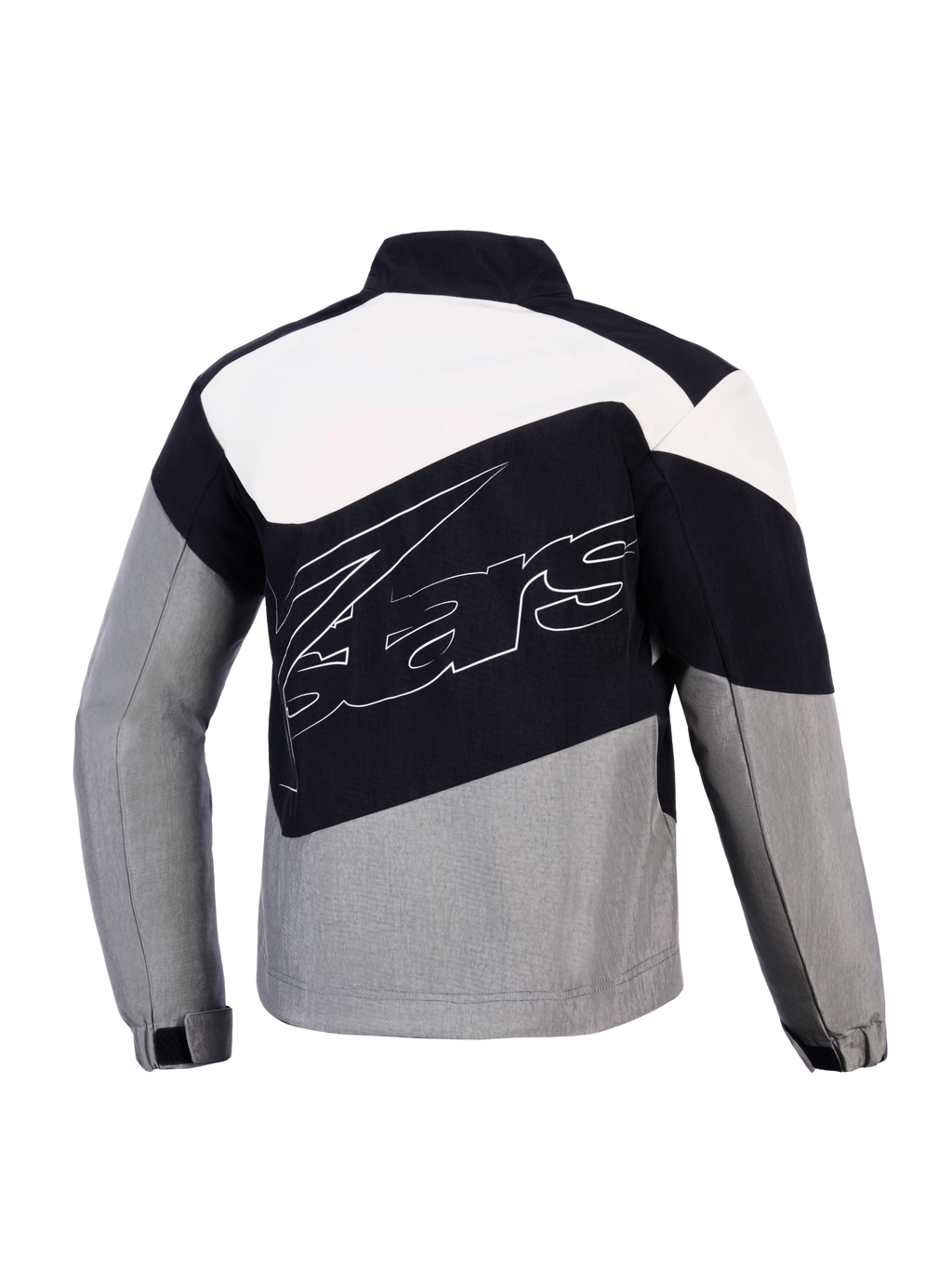 Alpinestars Stella Moshell jacka, vindtät urban motorcykeljacka för dam, svart och grå textil, ryggvy