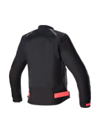 Alpinestars Eloise V2 Women's Air Jacket in black and pink, rear view of ventilated urban textile motorcycle jacket.