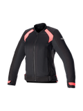 Alpinestars Eloise V2 Air jacka för damer, svart och diva rosa MC-jacka i textil med meshpaneler för optimal ventilation, Tech-Air®-redo för krockkuddesystem, urban bombermodell.