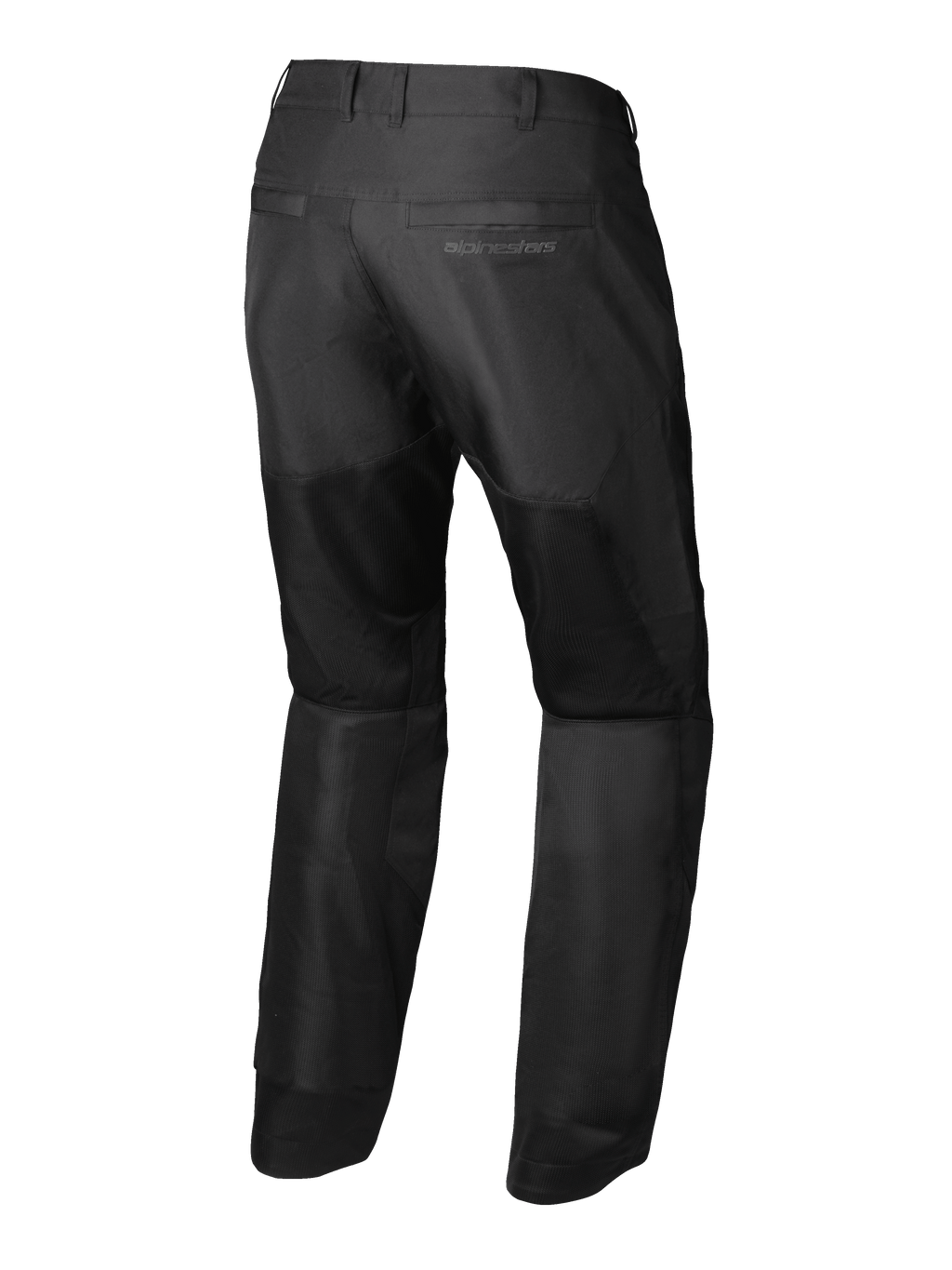 Alpinestars C-1 Air Byxor, svarta urban motorcykelbyxor för men, baksida som visar meshventilation och CE klass A-skydd