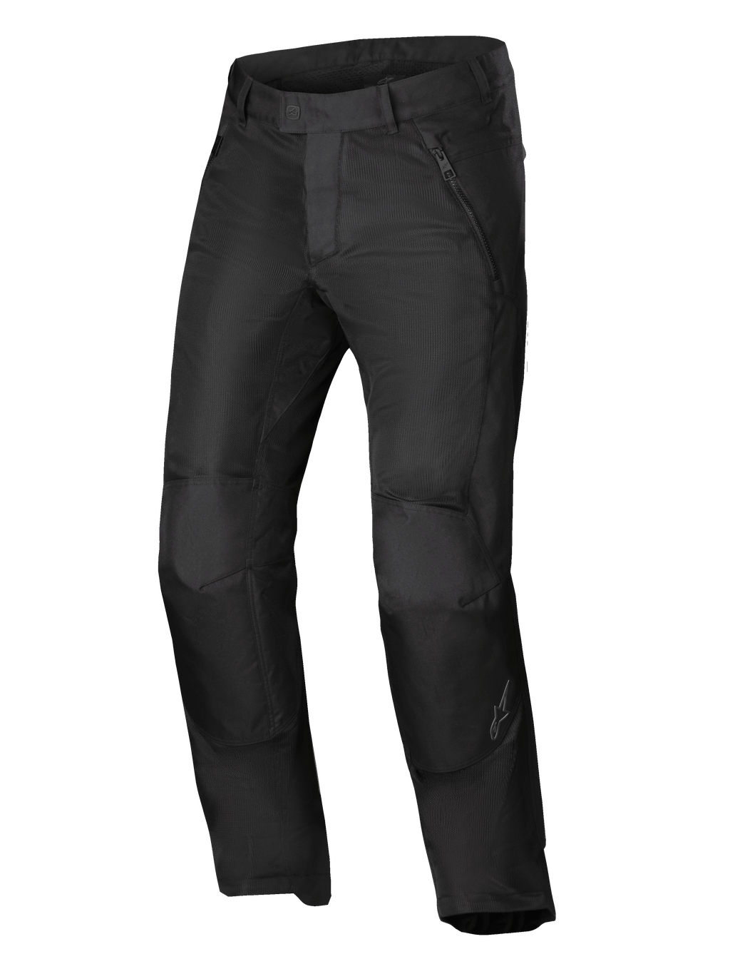 Alpinestars C-1 Air Byxor, svarta motorcykelbyxor i textil med meshpaneler, CE-certifierade för urban körning och optimalt luftflöde