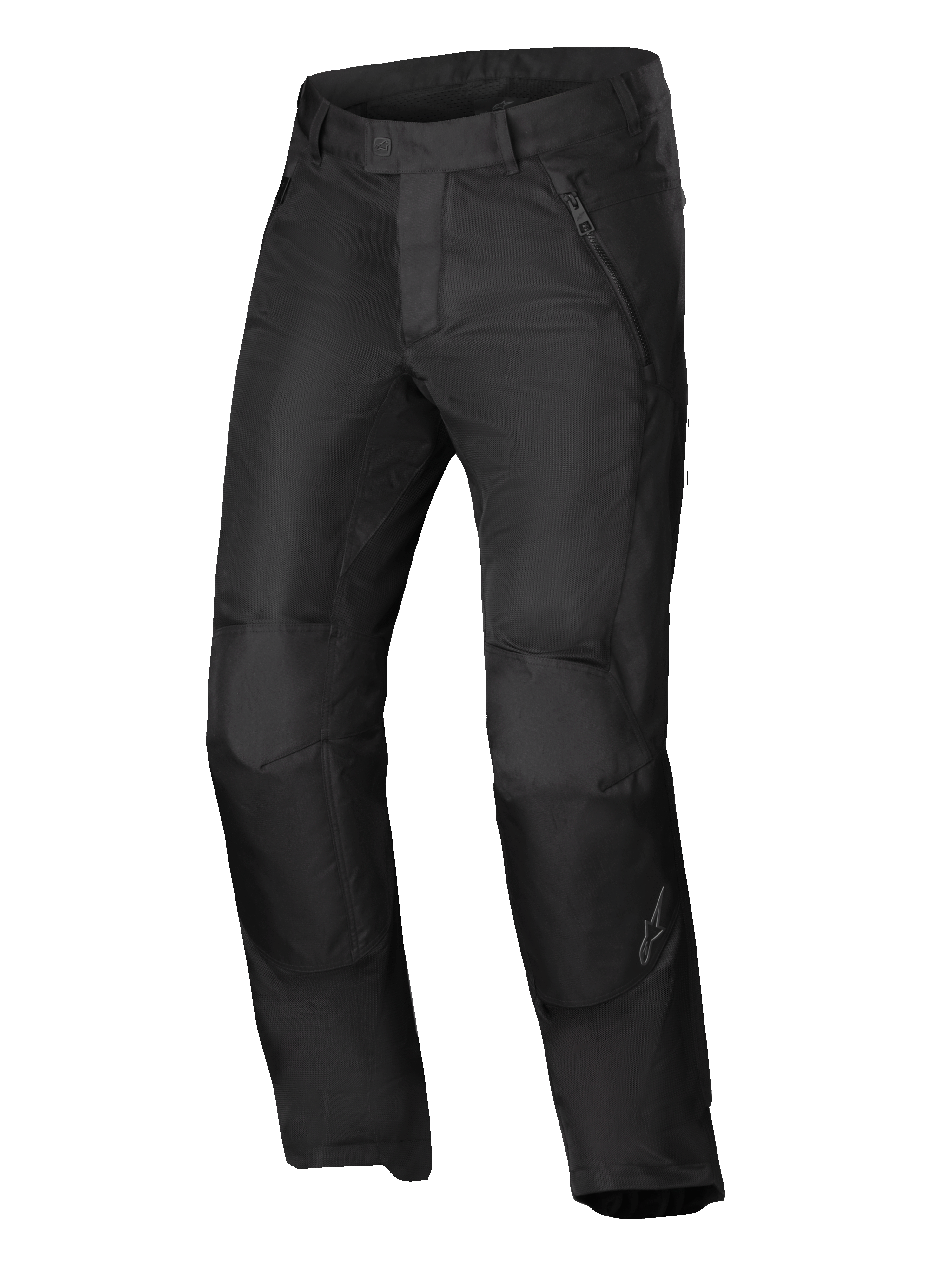 Alpinestars C-1 Air Byxor, svarta motorcykelbyxor i textil med meshpaneler, CE-certifierade för urban körning och optimalt luftflöde