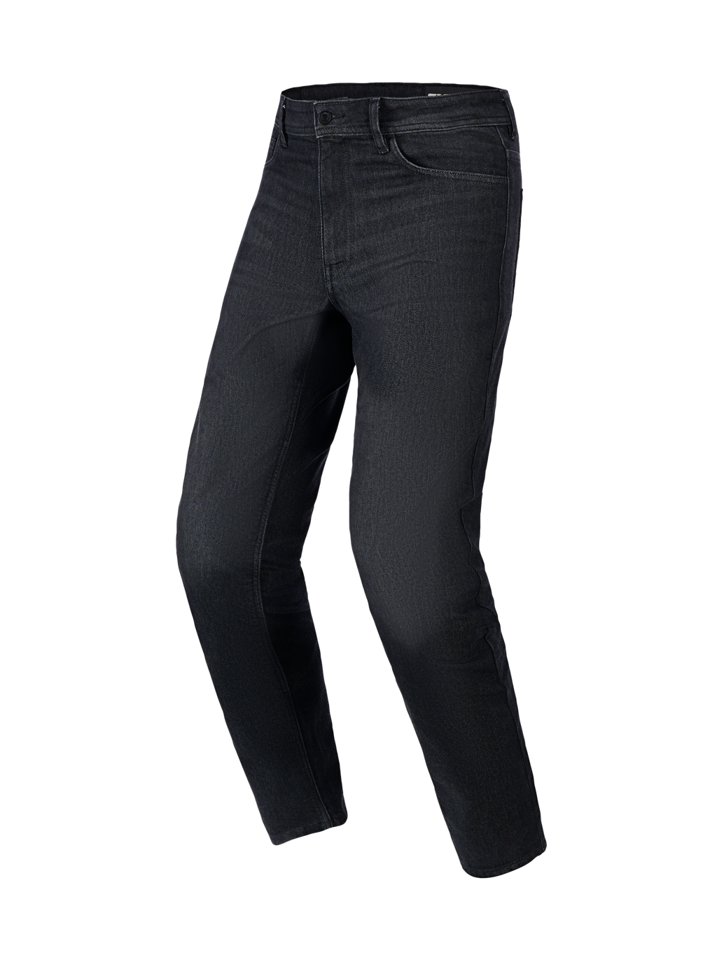 Alpinestars Flex-AST 5 Denim Pants, motorcykeljeans, Black Washed, regular tapered passform, femficksdesign med bälteshällor, stretchdenim, urban skyddsutrustning för motorcykel