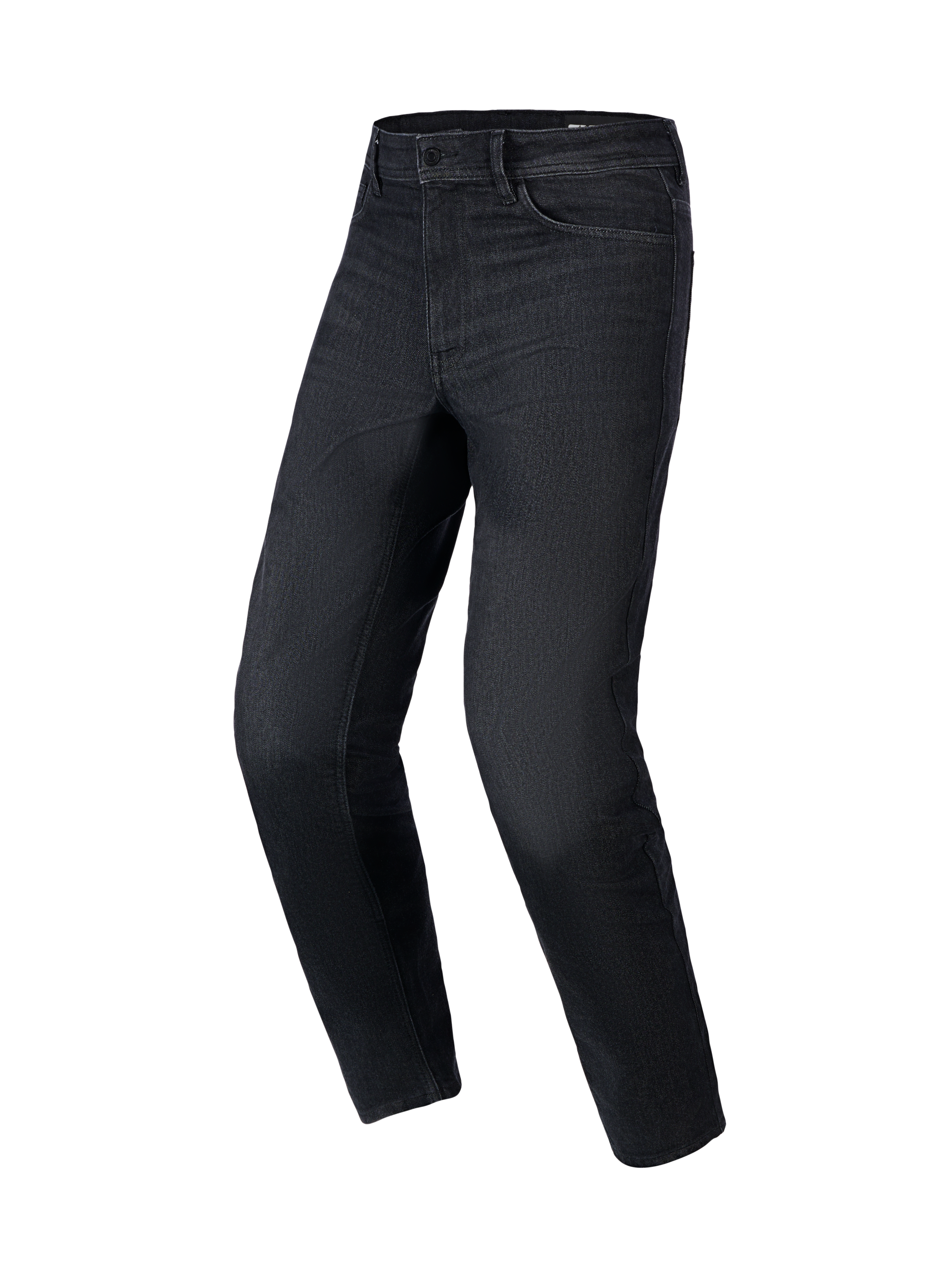 Alpinestars Flex-AST 5 Denim Pants, motorcykeljeans, Black Washed, regular tapered passform, femficksdesign med bälteshällor, stretchdenim, urban skyddsutrustning för motorcykel