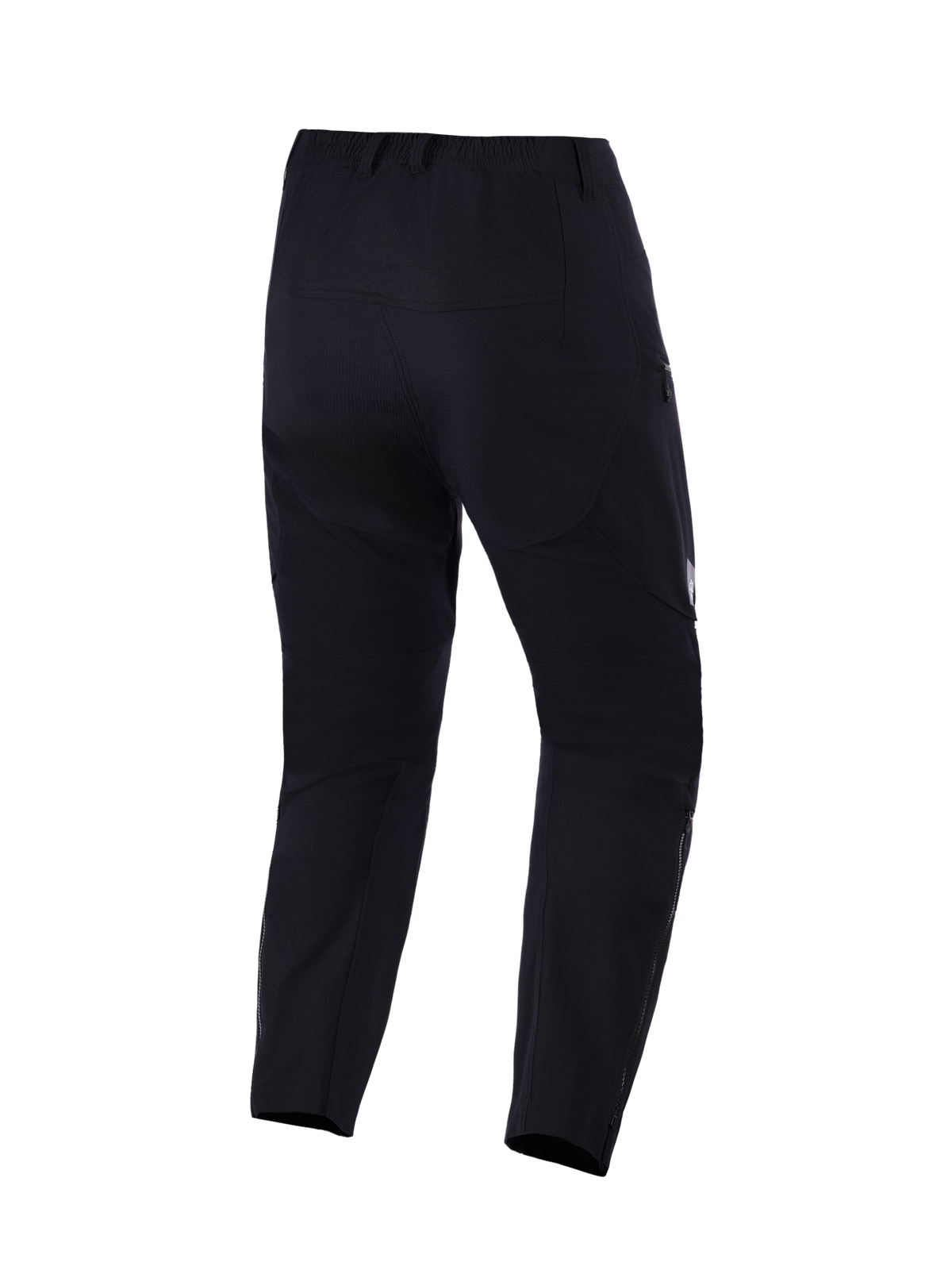 Alpinestars Explore AST Pants Short, äventyrsmotorcykelbyxor, svarta, vy bakifrån som visar ripstop-konstruktion, dragkedjor vid bensluten och ergonomisk passform för körning i varmt väder