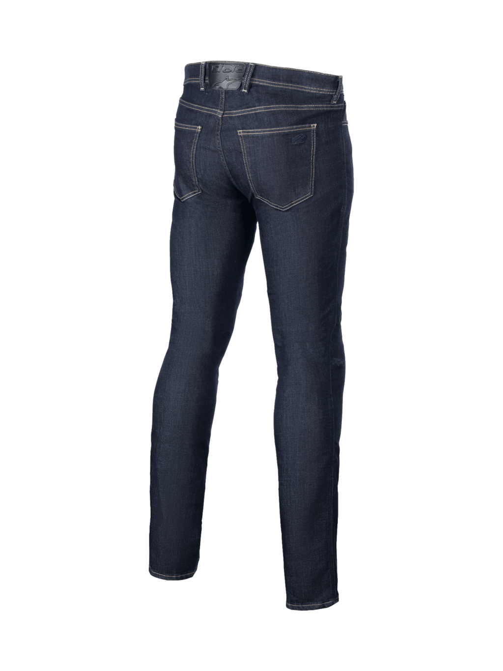 Alpinestars Cult-8 Stretch Jeans byxor, blå urbana motorcykeljeans för herrar, vy bakifrån med avslappnad rak passform.