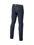 Alpinestars Cult-8 Stretch Jeans byxor, blå urbana motorcykeljeans för herrar, vy bakifrån med avslappnad rak passform.