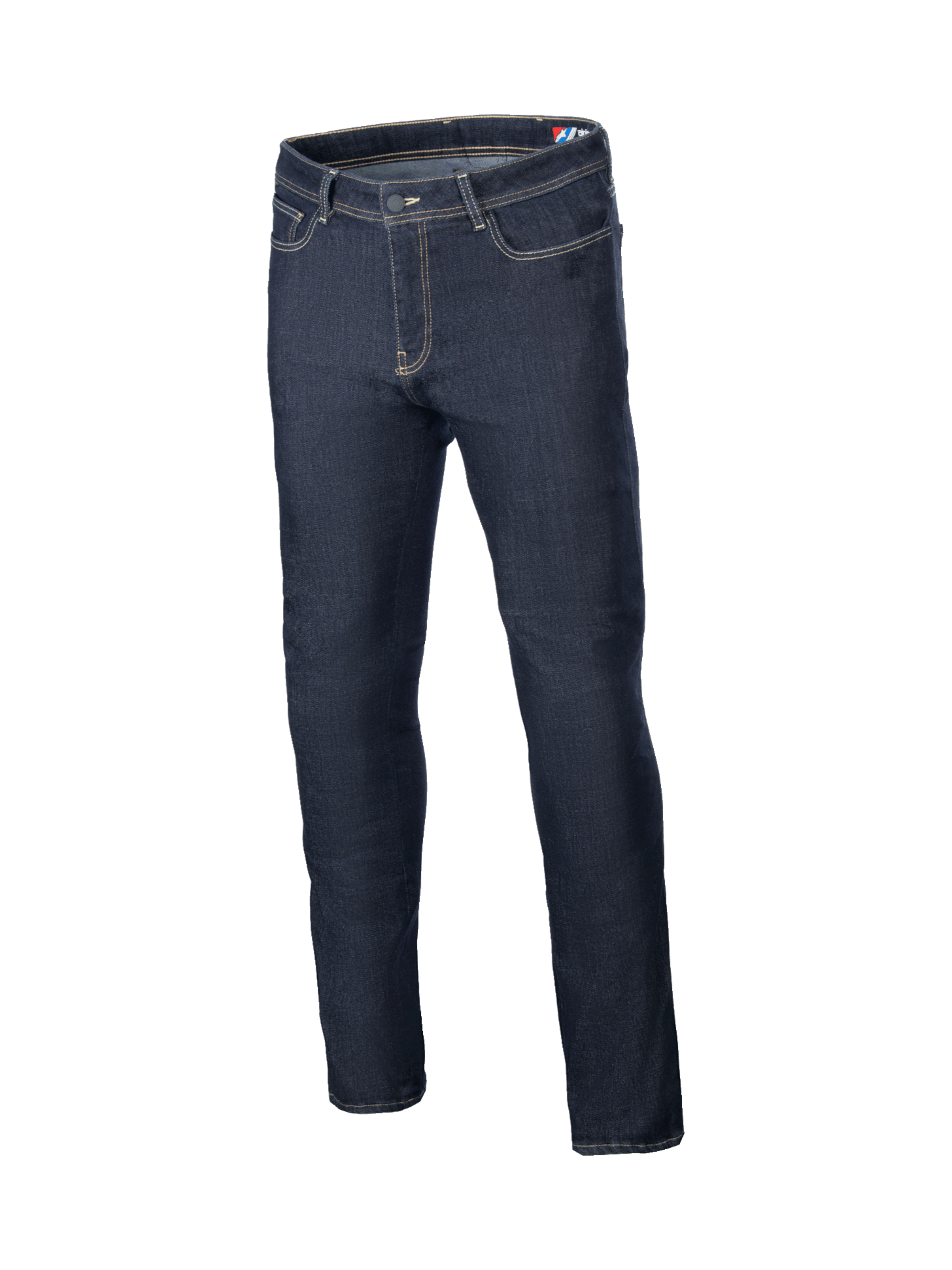 Alpinestars Cult-8 Stretch Jeans Byxor, blå motorcykeljeans i stretchdenim med avslappnad passform och CE-certifierade knäskydd.