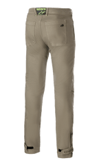 Alpinestars Stratos Regular Fit Tech Riding Pants, Military Green, baksida med två bakfickor och ett neongrönt logomärke på linningen, avsmalnande ben med justerbara ankelremmar, avslappnade motorcykelbyxor i street-stil