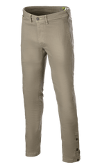 Alpinestars Stratos Regular Fit Tech Riding Pants, motorcykelbyxor, militärgröna, avsmalnande design, knapp- och dragkedjestängning, bälteshällor och justerbara knappar vid anklarna